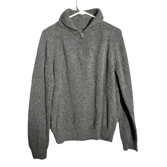 J. Crew Mens Lambswool 1/4 Zip Pullover Sweater Size L Preppy Y2K Winter Granny - Picture 1 of 7
